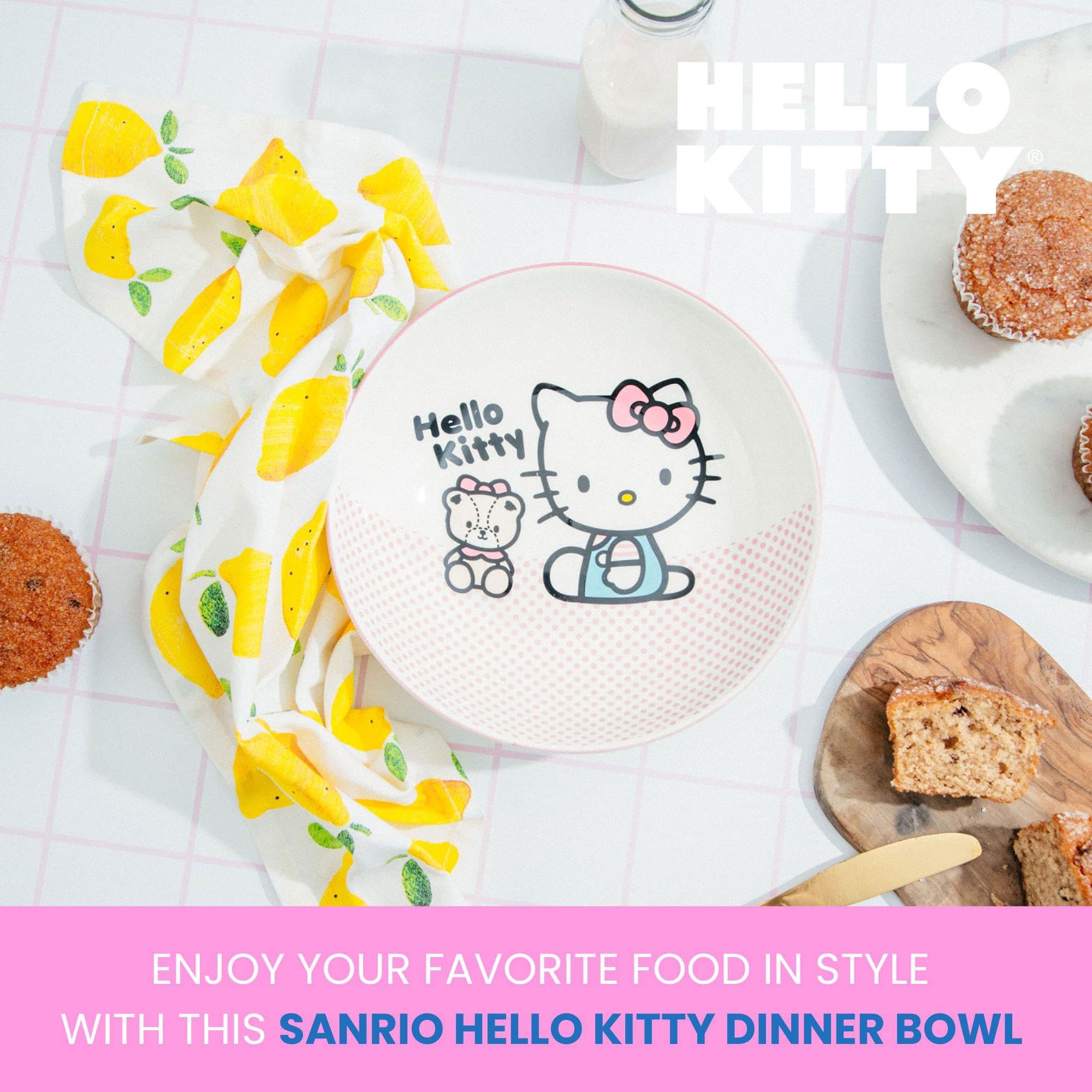 Foto 5 pulgar | Cuenco Sanrio Hello Kitty Con Lunares Rosas, 23 Cm, Cerámica - Venta Internacional.