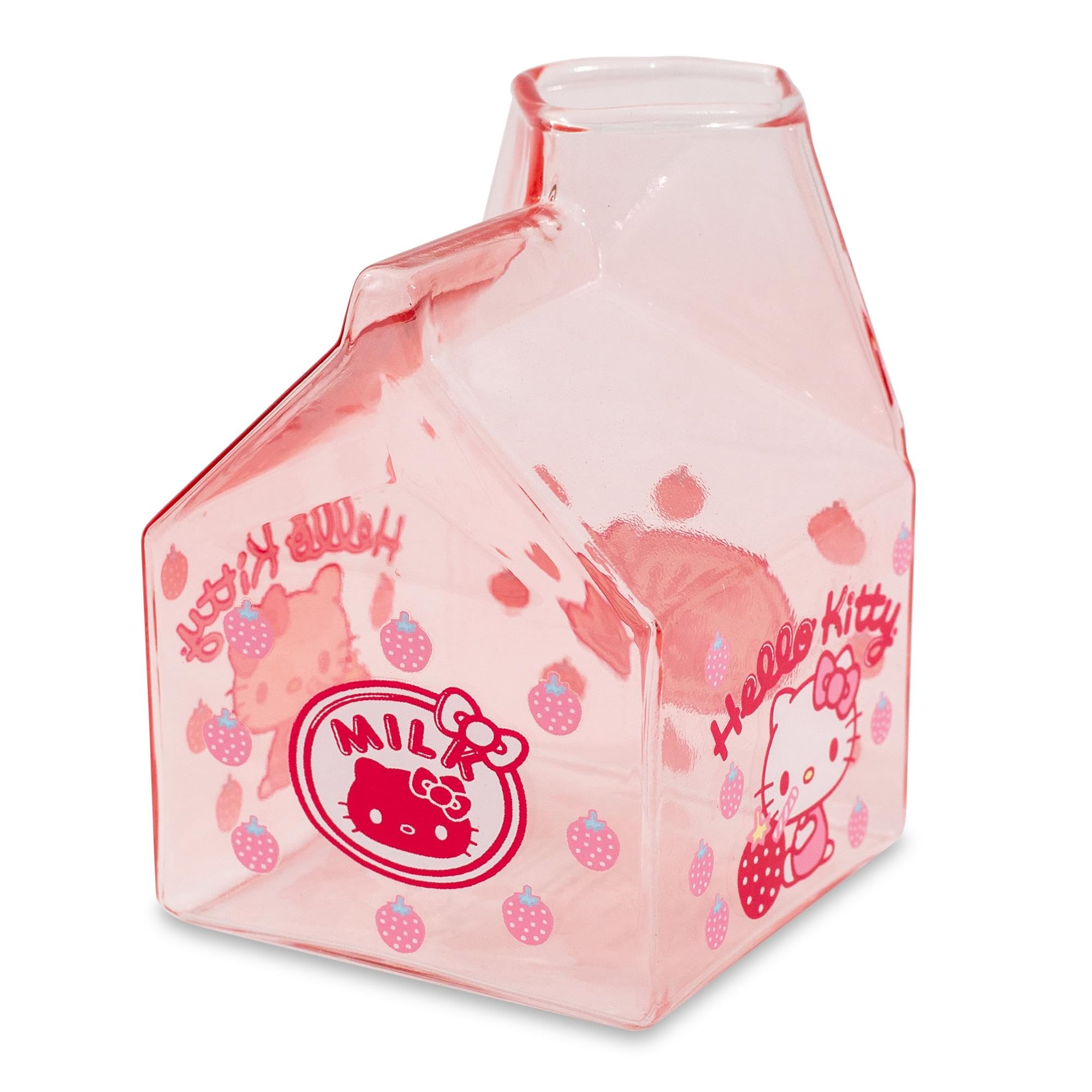 Foto 5 pulgar | Cartón De Vidrio Para Leche Hello Kitty Sanrio Strawberry 350 Ml - Venta Internacional.