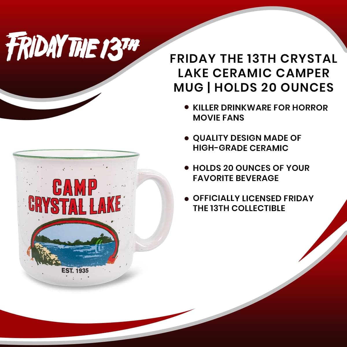 Foto 8 pulgar | Taza Camper De Cerámica Silver Buffalo Friday The 13th, 600 Ml - Venta Internacional.