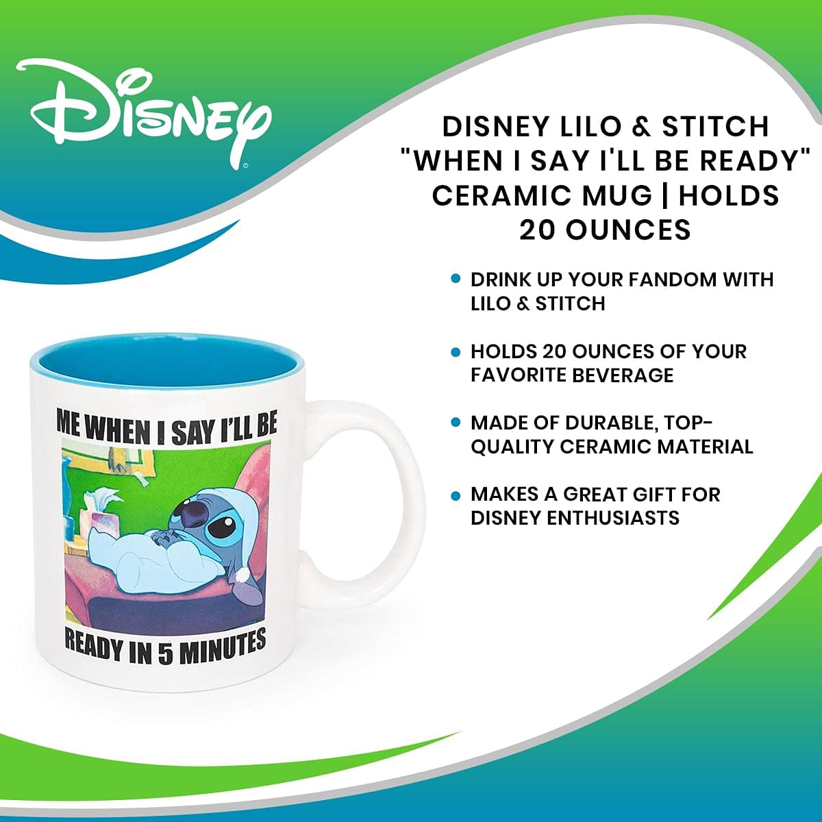 Foto 8 pulgar | Taza Disney Lilo & Stitch When I Say I'll Be Ready - Venta Internacional