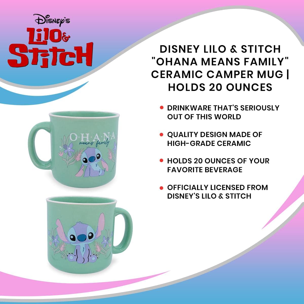 Foto 8 pulgar | Taza Lilo & Stitch Ohana 600 ml - Venta Internacional
