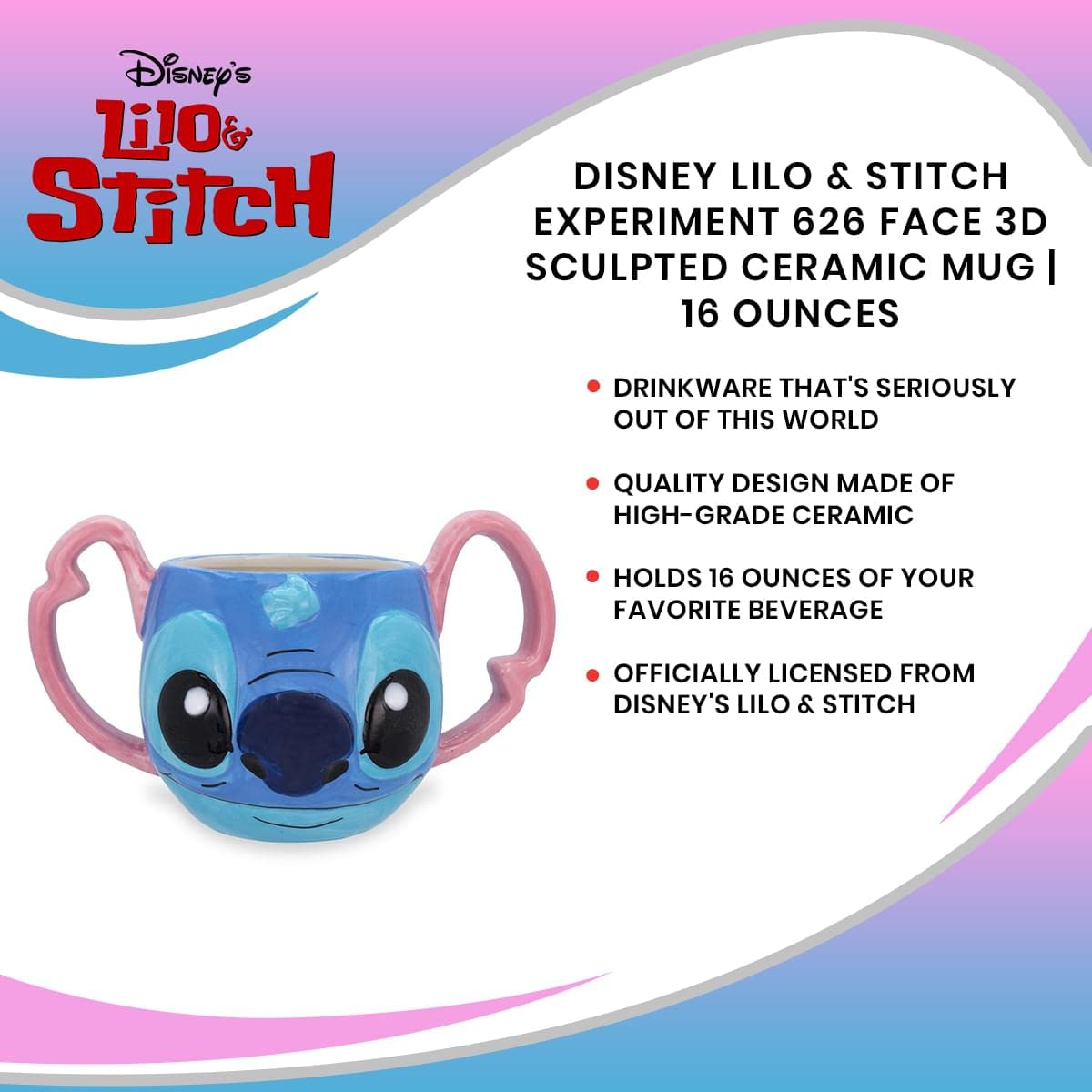 Foto 8 pulgar | Taza Disney Lilo & Stitch's Face  de Ceramica- Venta Internacional