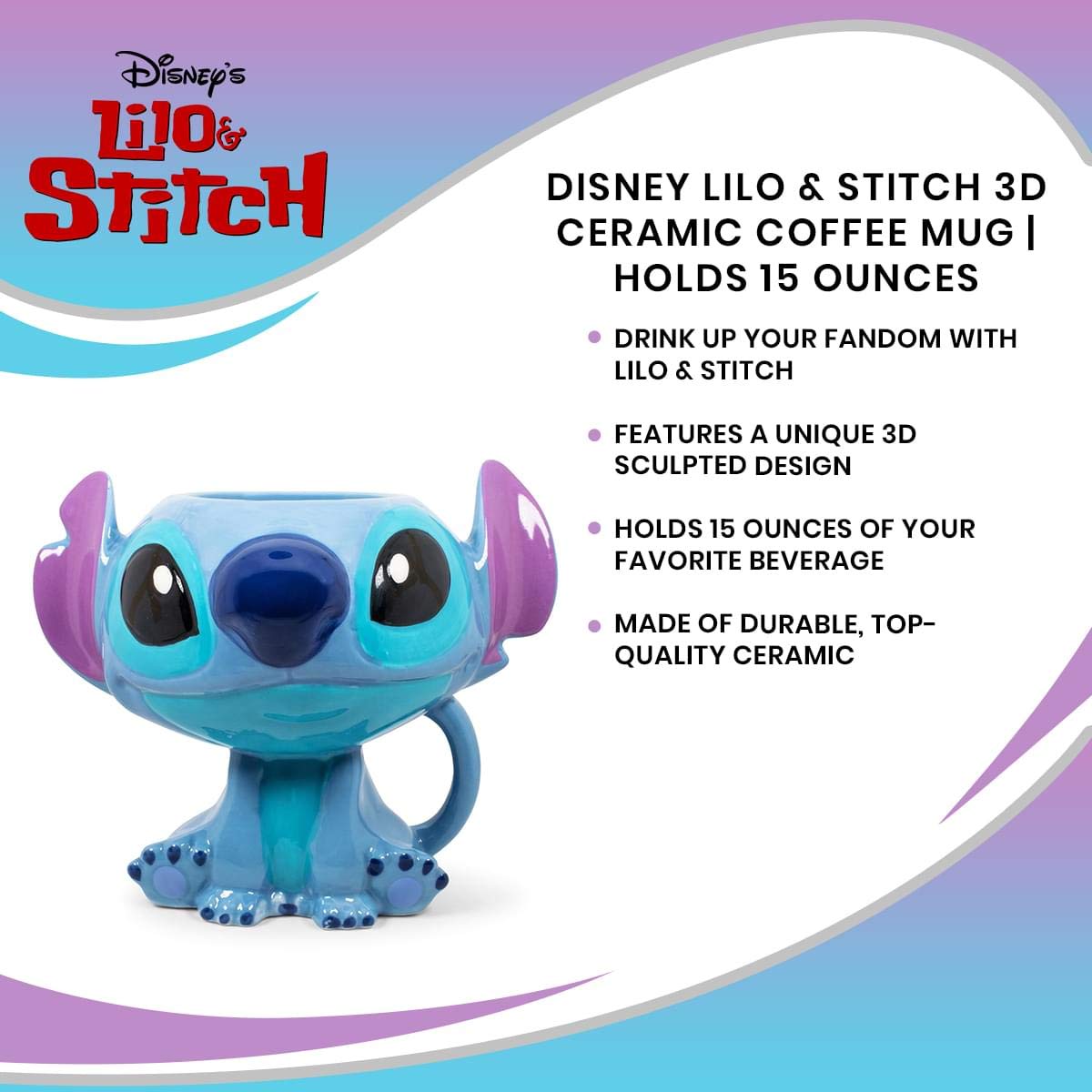 Foto 8 pulgar | Taza Disney Lilo & Stitch Cerámica Esculpida 450 Ml - Venta Internacional