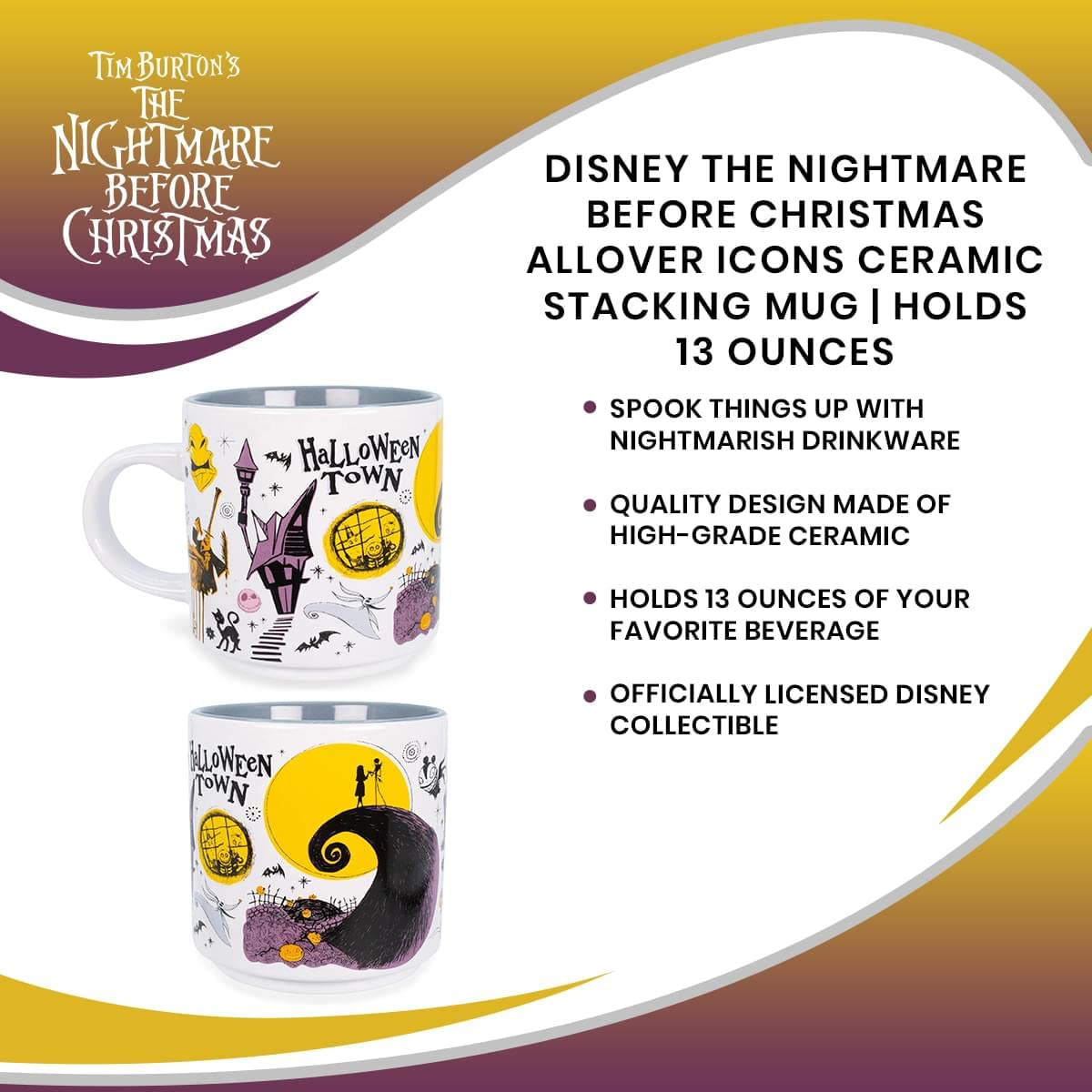 Foto 8 pulgar | Taza Disney Pesadilla Antes de Navidad 380 ml de Cerámica - Venta Internacional