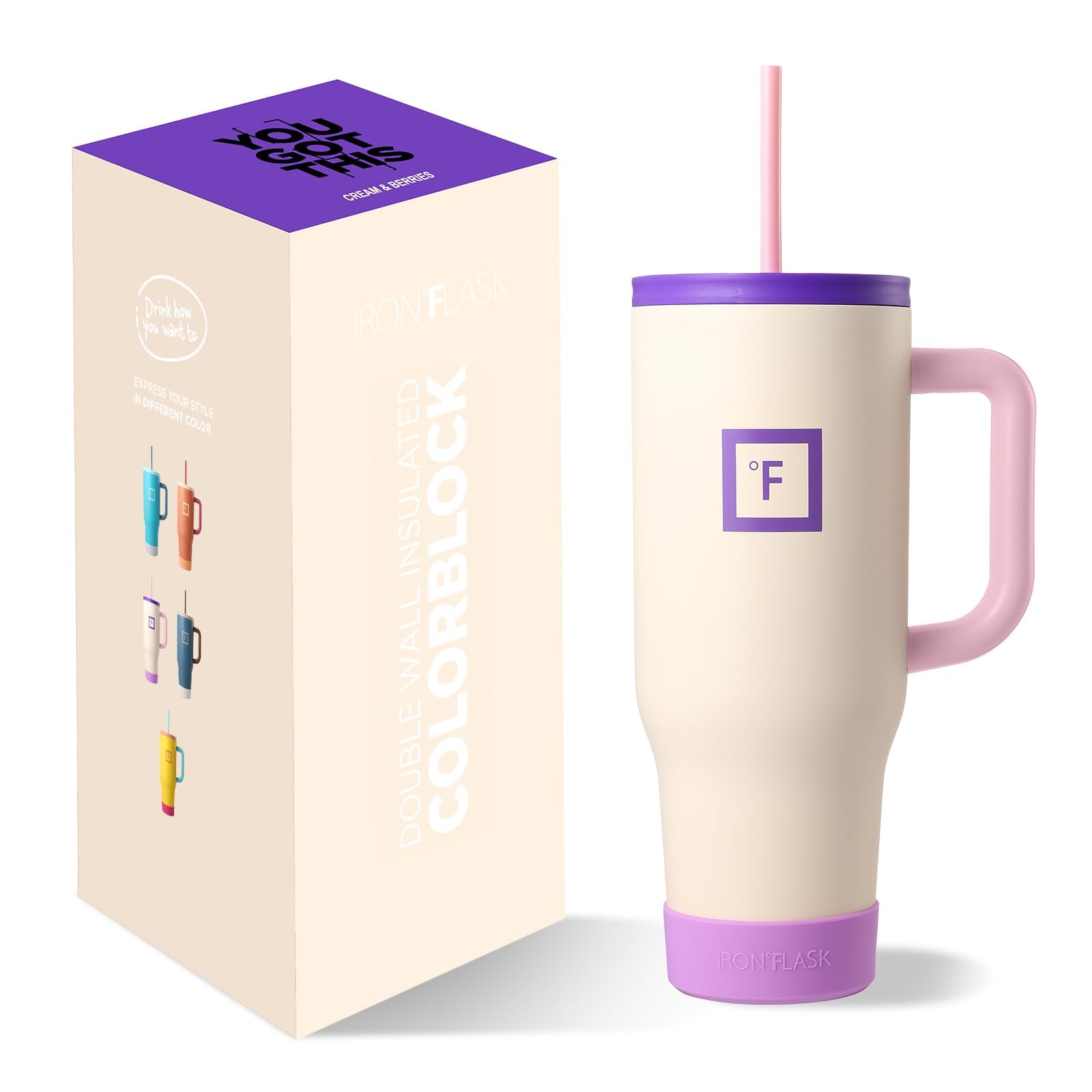 Taza Aislante Iron °flask Co-pilot Con Bota, Pajita Y Tapa Abatible, 1,2 L - Venta Internacional.