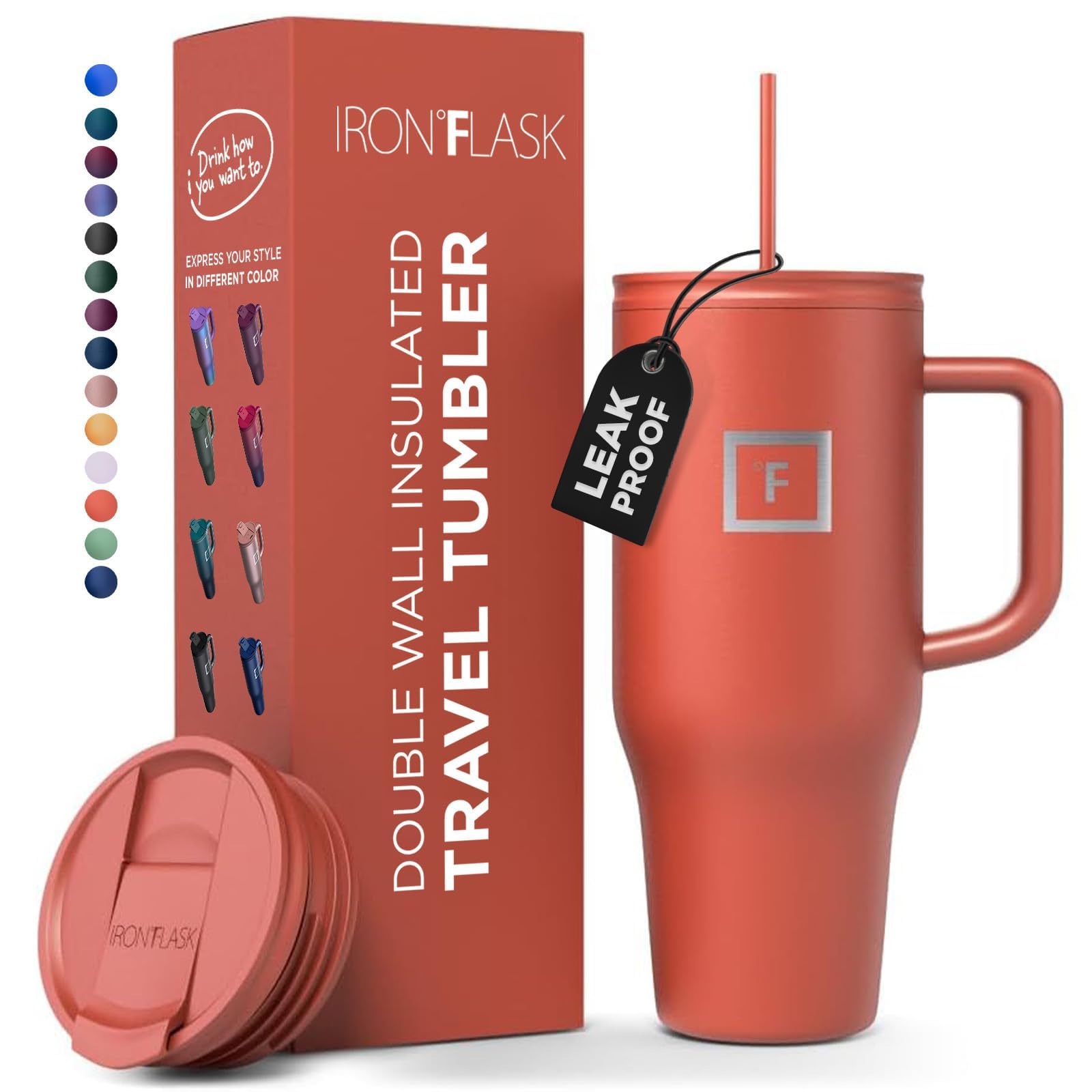 Foto 1 | Taza Aislante Iron °flask Co-pilot Con Pajita Y Tapa Abatible, 1,2 L - Venta Internacional.