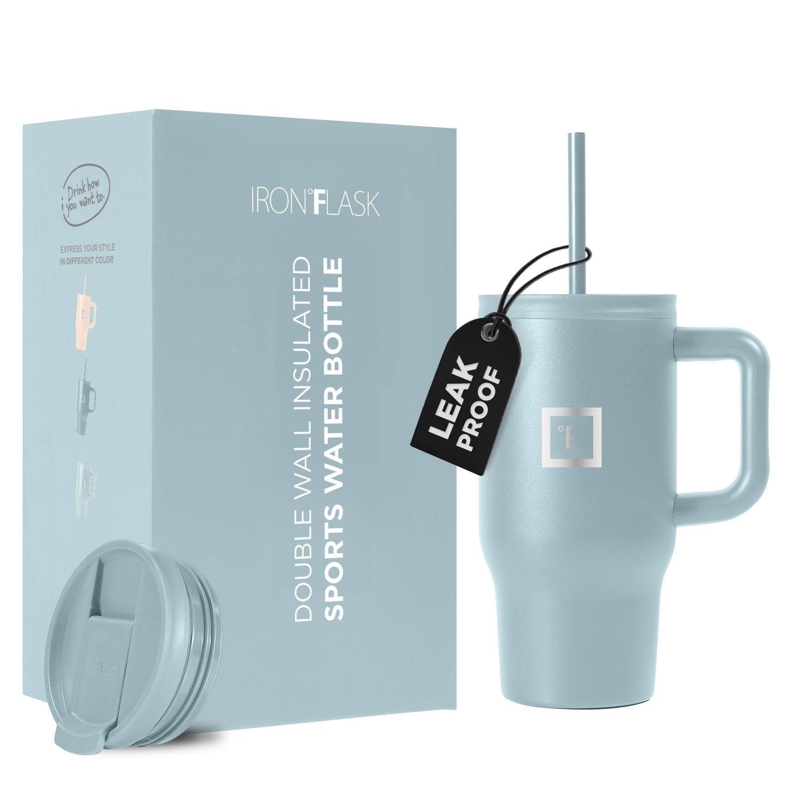 Taza Aislante Iron °flask Copilot Con Pajita Y Tapa Abatible 470 Ml - Venta Internacional.