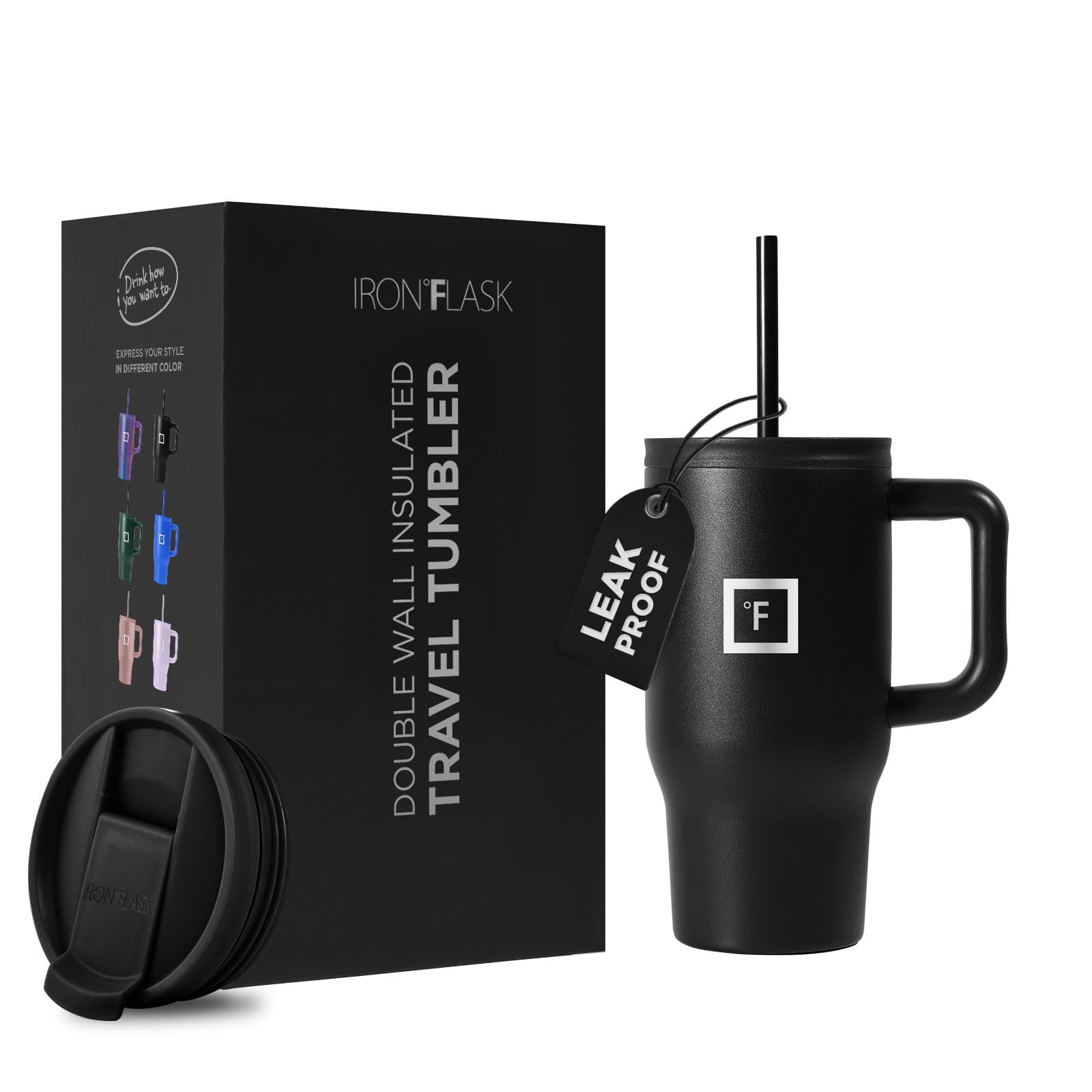 Taza Aislante Iron Flask Copilot Con Tapa Con Pajita Y Tapa Abatible, 500 Ml - Venta Internacional.