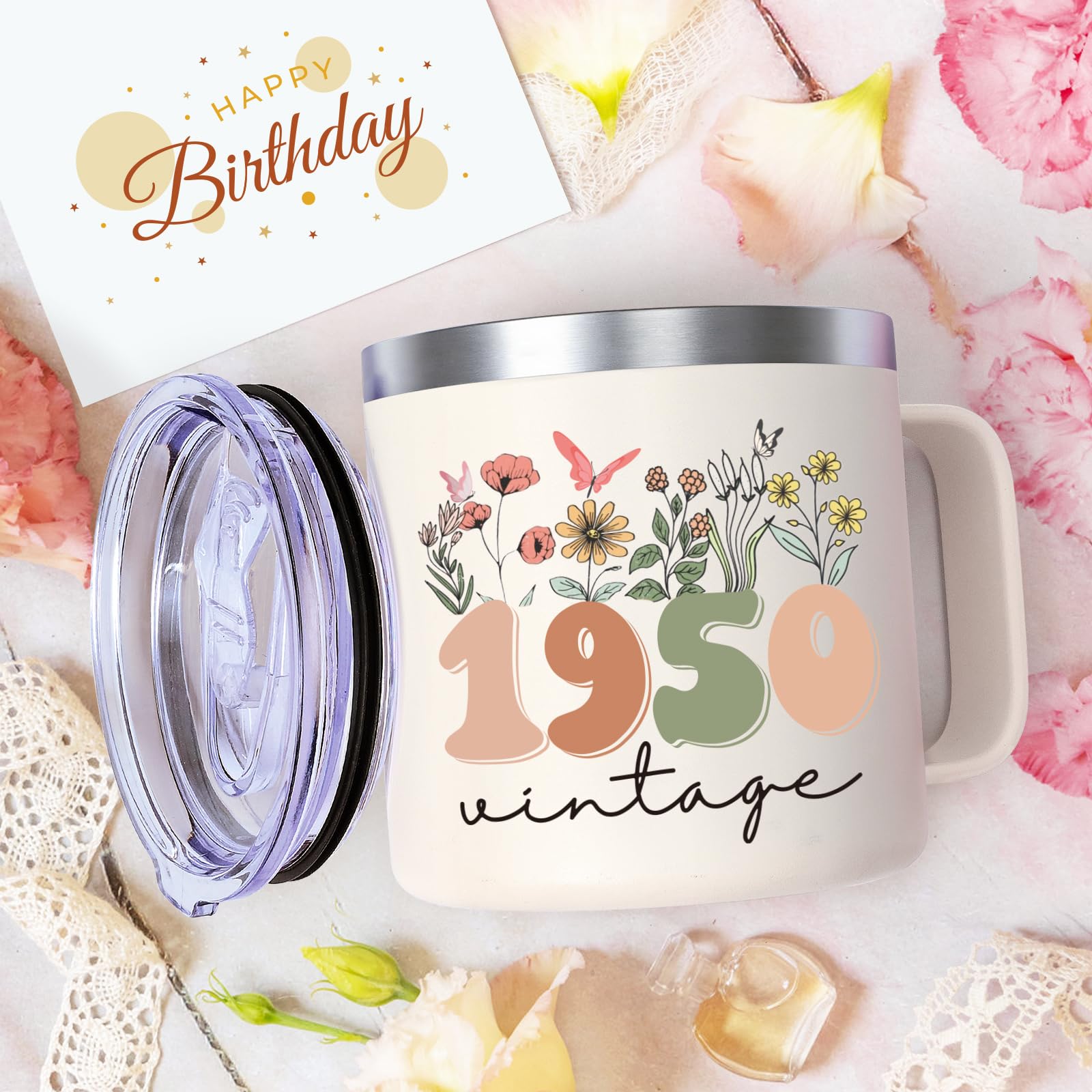 Foto 6 | Taza De Café Lifecapido Para Regalo De 75 Cumpleaños, 420 Ml, Vintage, 1950 - Venta Internacional.