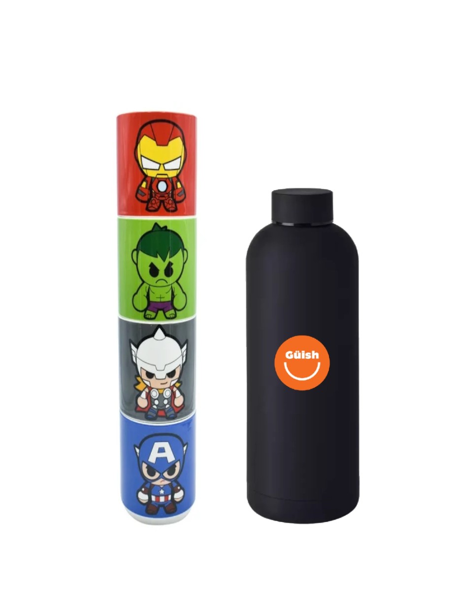 Foto 2 pulgar | Tazas De Porcelana Avengers + Termo De Agua Güish