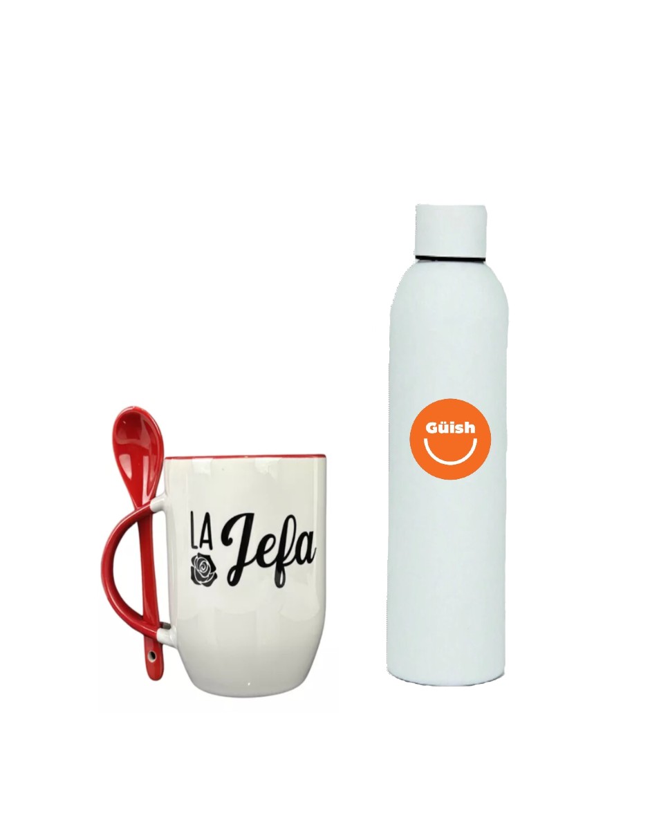Foto 1 | Taza Para Café ''la Jefa'' + Termo De Agua Güish