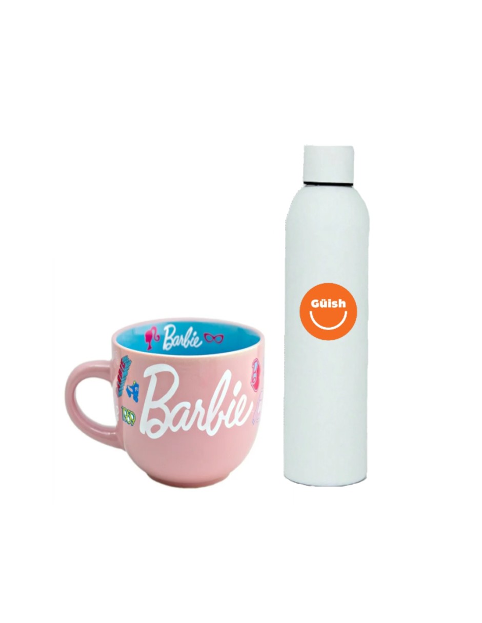 Foto 2 pulgar | Taza Jumbo Para Café Barbie + Termo De Agua Güish