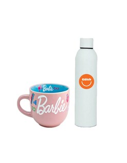 Foto 1 | Taza Jumbo Para Café Barbie + Termo De Agua Güish
