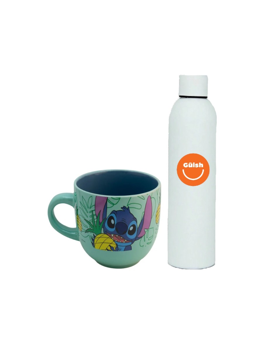 Foto 2 pulgar | Taza Jumbo De Cerámica Stitch + Termo De Agua Güish