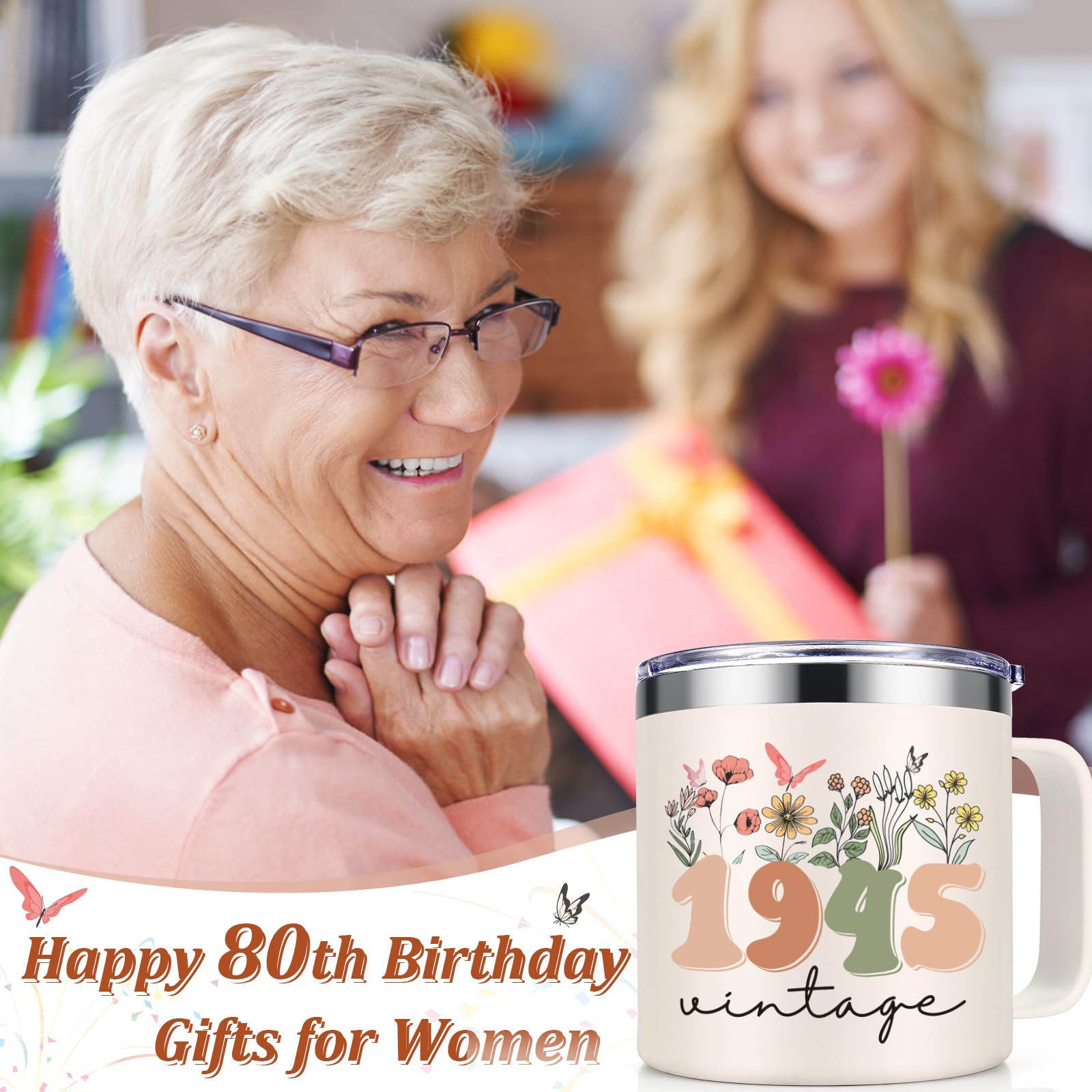 Foto 3 pulgar | Taza De Café Lifecapido, 80 Cumpleaños, Vintage, 1945, 400 Ml, Para Mujer - Venta Internacional.