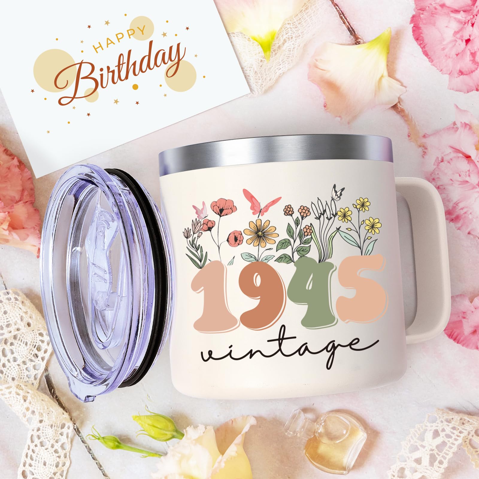 Foto 7 pulgar | Taza De Café Lifecapido, 80 Cumpleaños, Vintage, 1945, 400 Ml, Para Mujer - Venta Internacional.