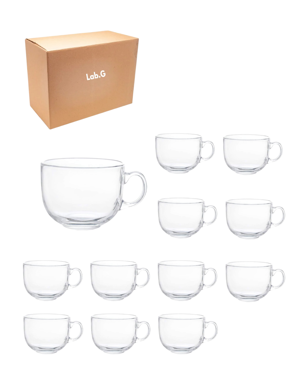 Foto 1 | Taza Grande De Vidrio Para Café O Capuchino 470 Ml Jumbo Lab.g 12 Pzs, Transparente
