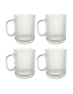 Foto 1 | Set 4 Tazas De Vidrio Para Café Transparente Acanalada 430ml