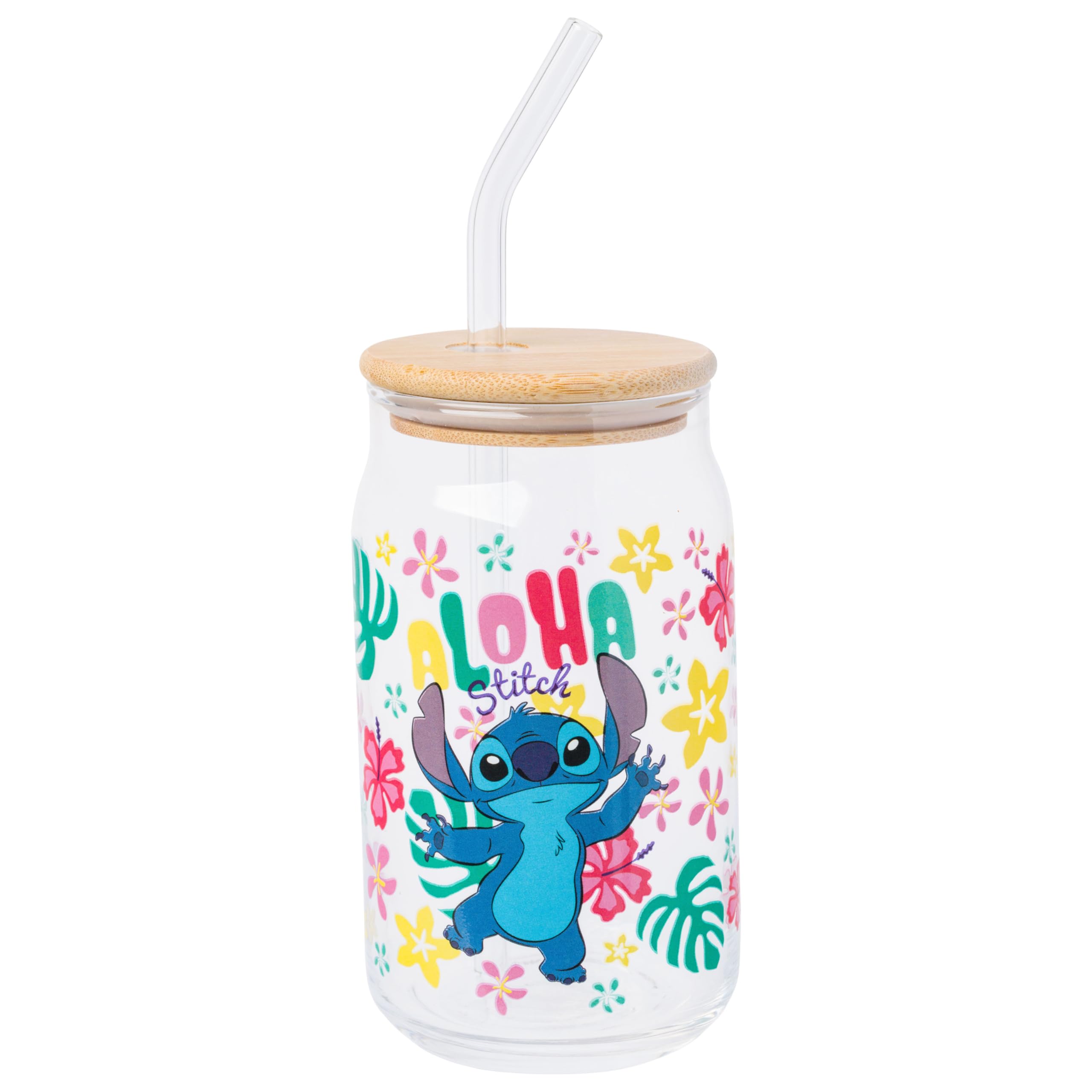 Foto 2 pulgar | Vaso En Tarro De Cristal Silver Buffalo Disney Lilo And Stitch, 480 Ml - Venta Internacional.