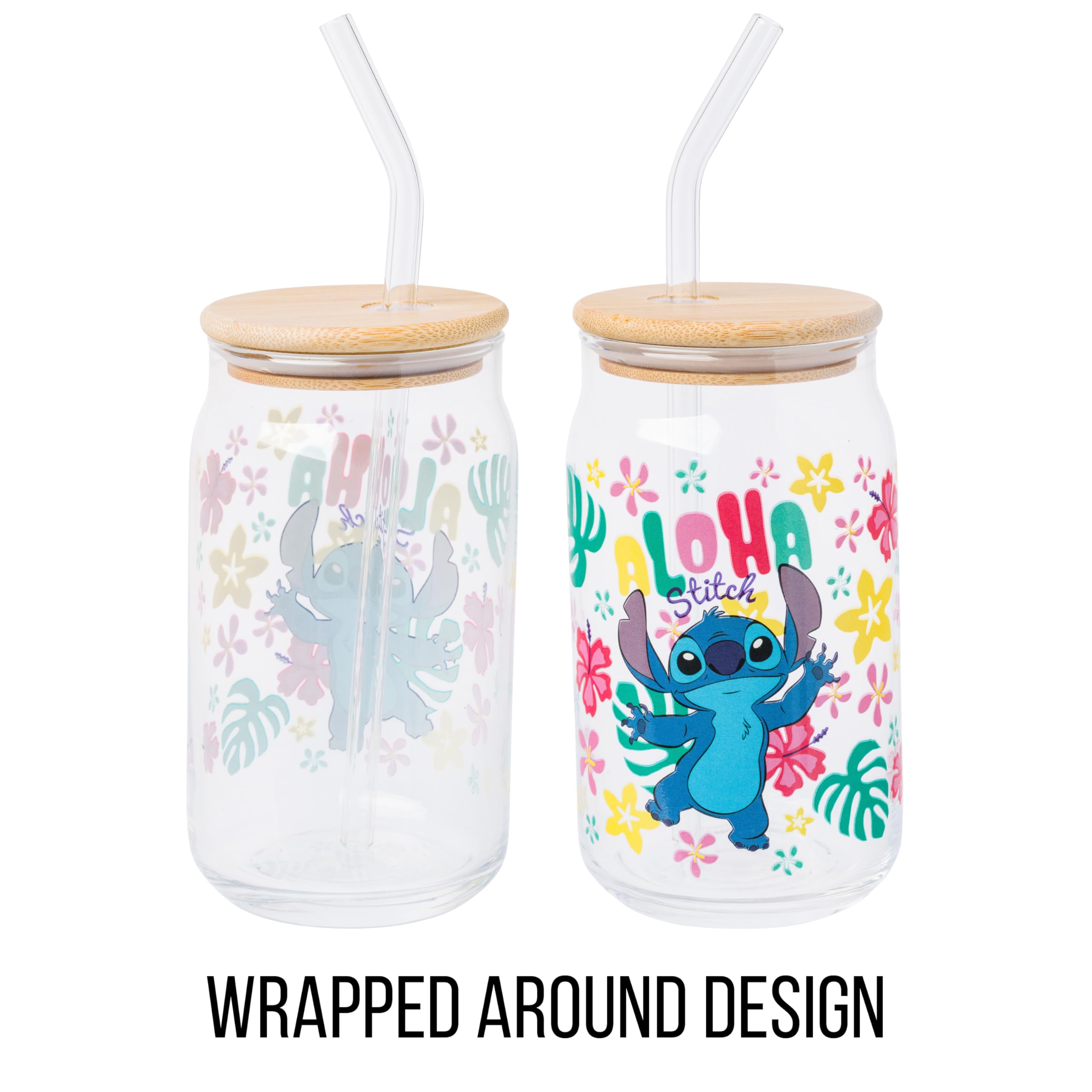 Foto 3 pulgar | Vaso En Tarro De Cristal Silver Buffalo Disney Lilo And Stitch, 480 Ml - Venta Internacional.