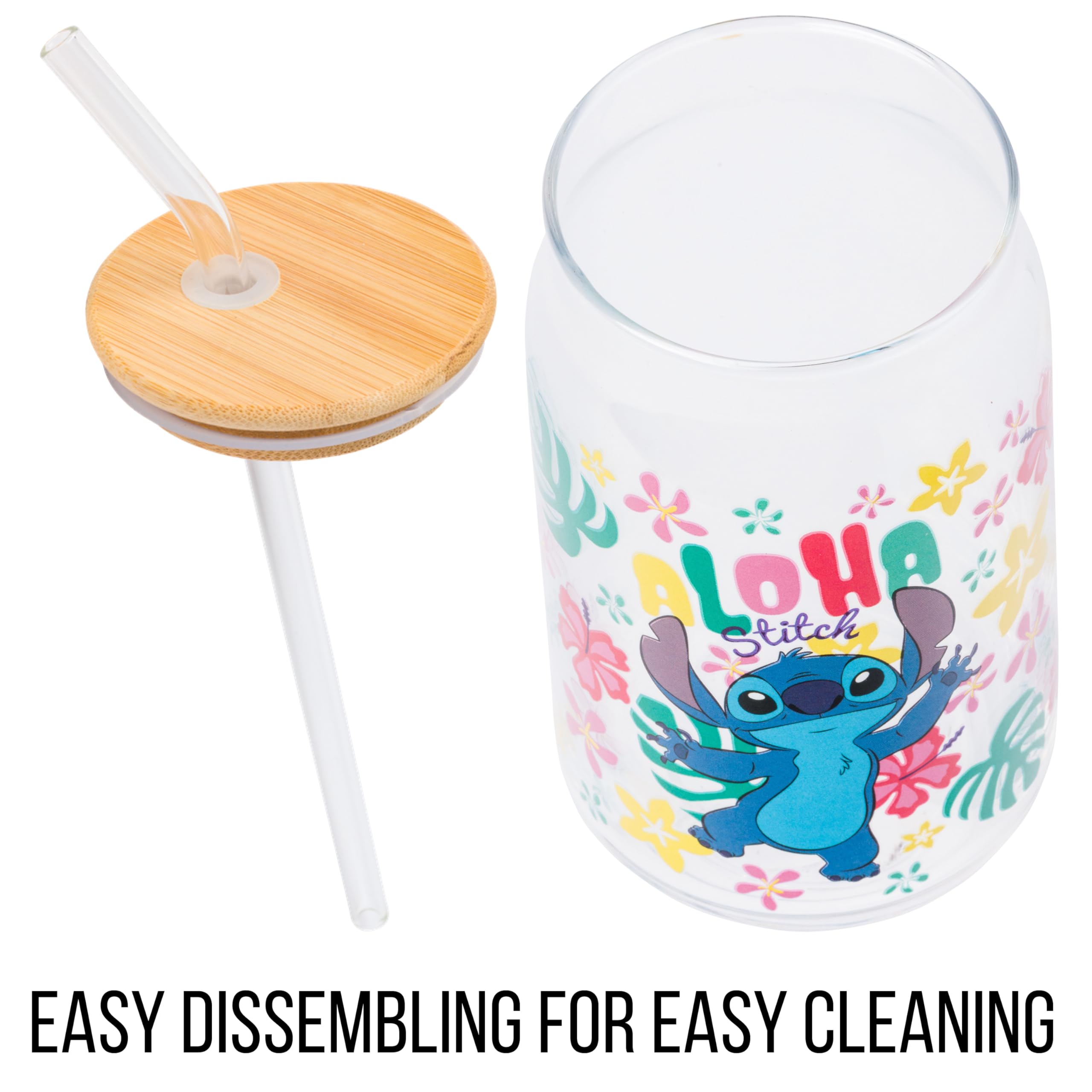 Foto 4 pulgar | Vaso En Tarro De Cristal Silver Buffalo Disney Lilo And Stitch, 480 Ml - Venta Internacional.