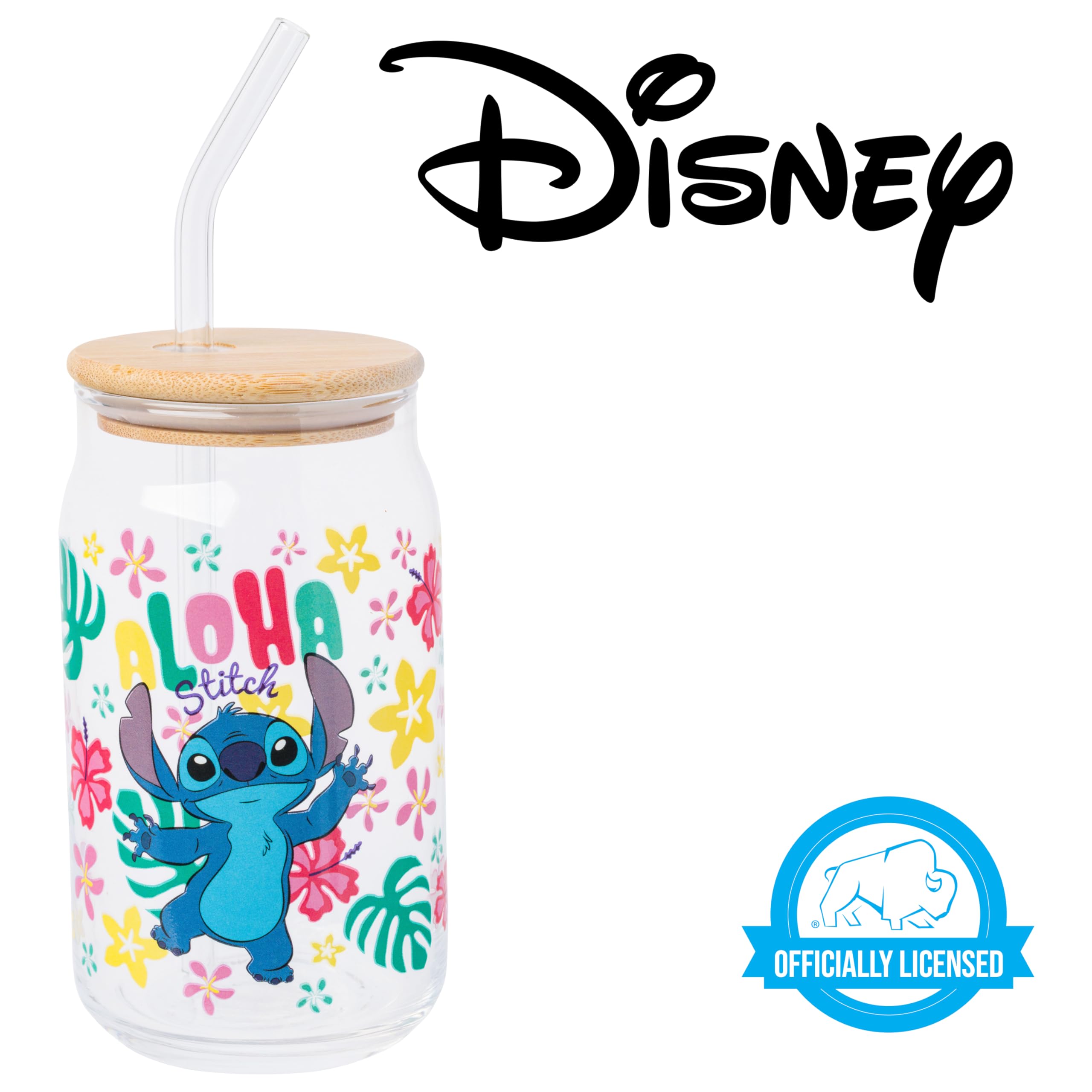 Foto 5 pulgar | Vaso En Tarro De Cristal Silver Buffalo Disney Lilo And Stitch, 480 Ml - Venta Internacional.