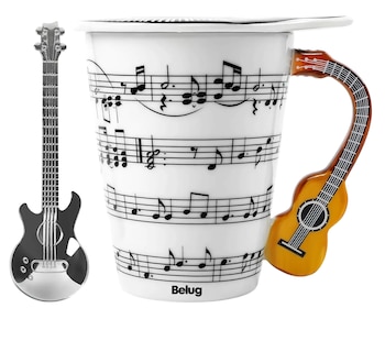 Foto 1 | Taza De Café Belug Con Diseño De Asa Guitarra Y Cuchara Guitarra Blanco