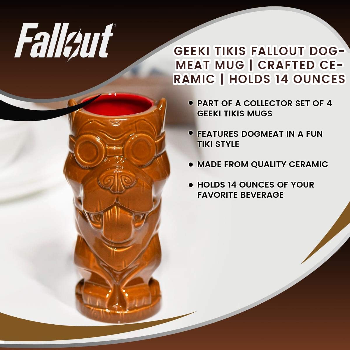 Foto 7 | Taza Geeki Tikis Fallout Dogmeat, 414 Ml, Coleccionable Oficial - Venta Internacional.