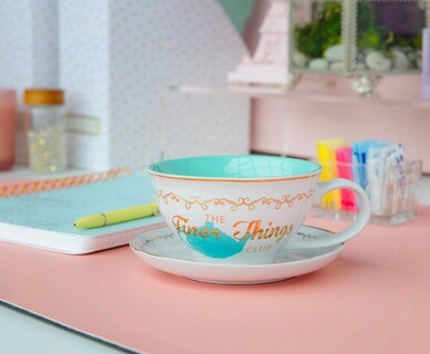 Foto 3 | Taza De Té Y Platillo Silver Buffalo The Office Finer Things Club - Venta Internacional.