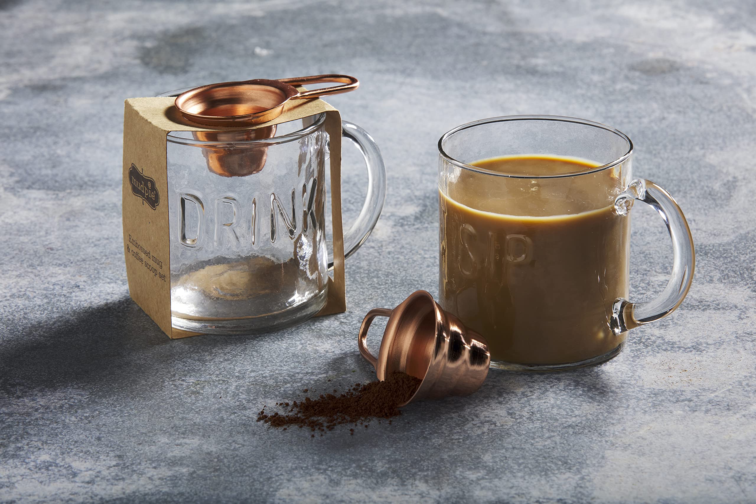 Foto 4 pulgar | Taza De Café Coffee Set Mud Pie Sip De Vidrio Con Cuchara De Cobre - Venta Internacional.