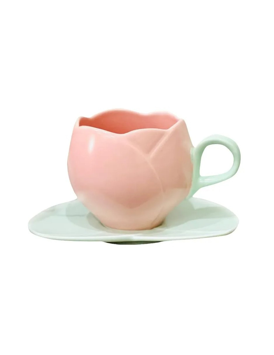Foto 4 pulgar | Taza Para Café Cerámica Tulipán Con Cuchara + Gratis Termo Güish De Regalo