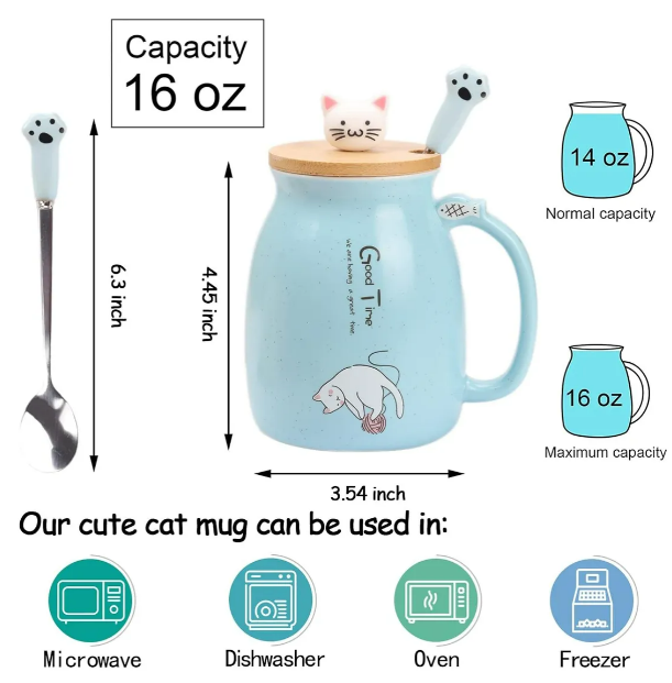 Foto 4 pulgar | Taza De Café De Cerámica Xtellar Con Único Diseño De Gato