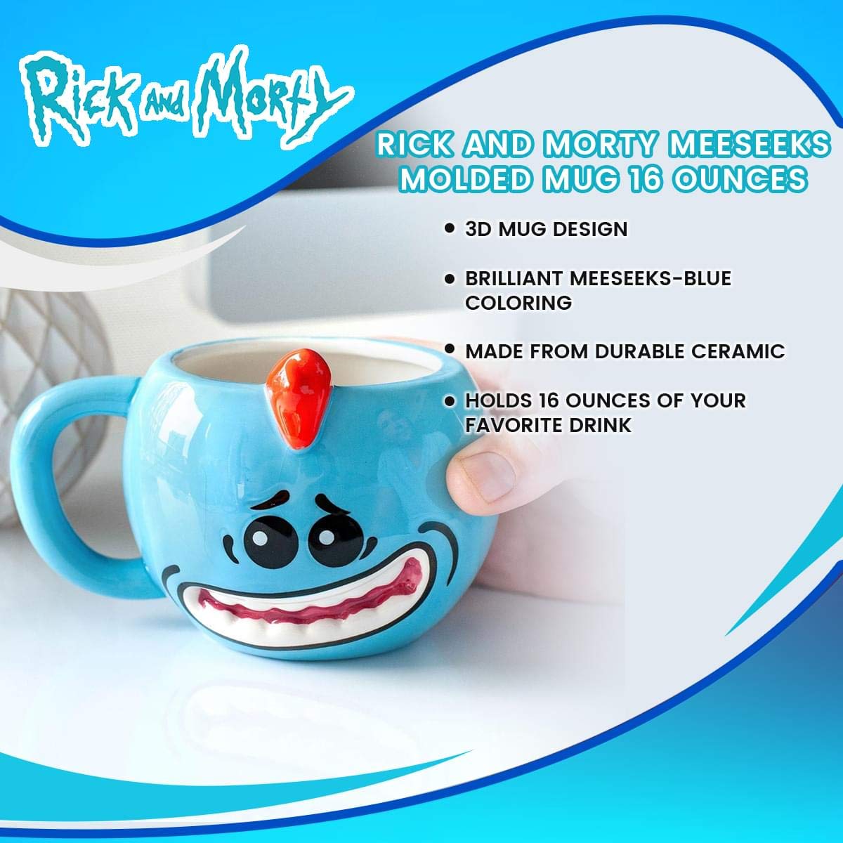 Foto 8 pulgar | Taza Just Funky Rick And Morty Mr. Meeseeks Moldeada  480 Ml - Venta Internacional.