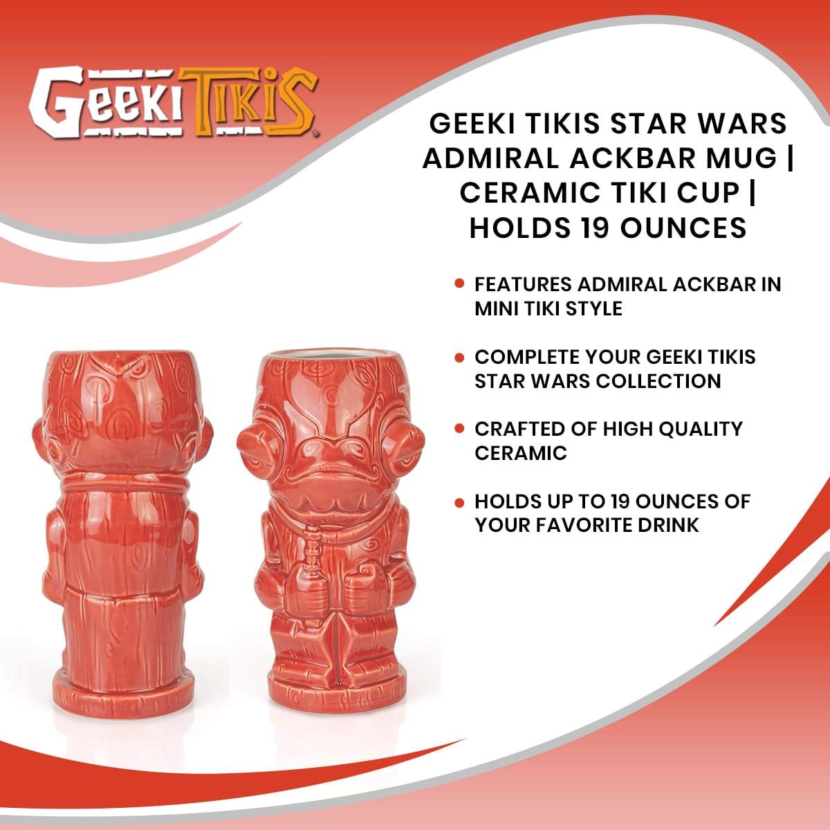 Foto 7 | Taza Coleccionable Star Wars Geeki Tikis Admiral Ackbar  560 Ml - Venta Internacional.