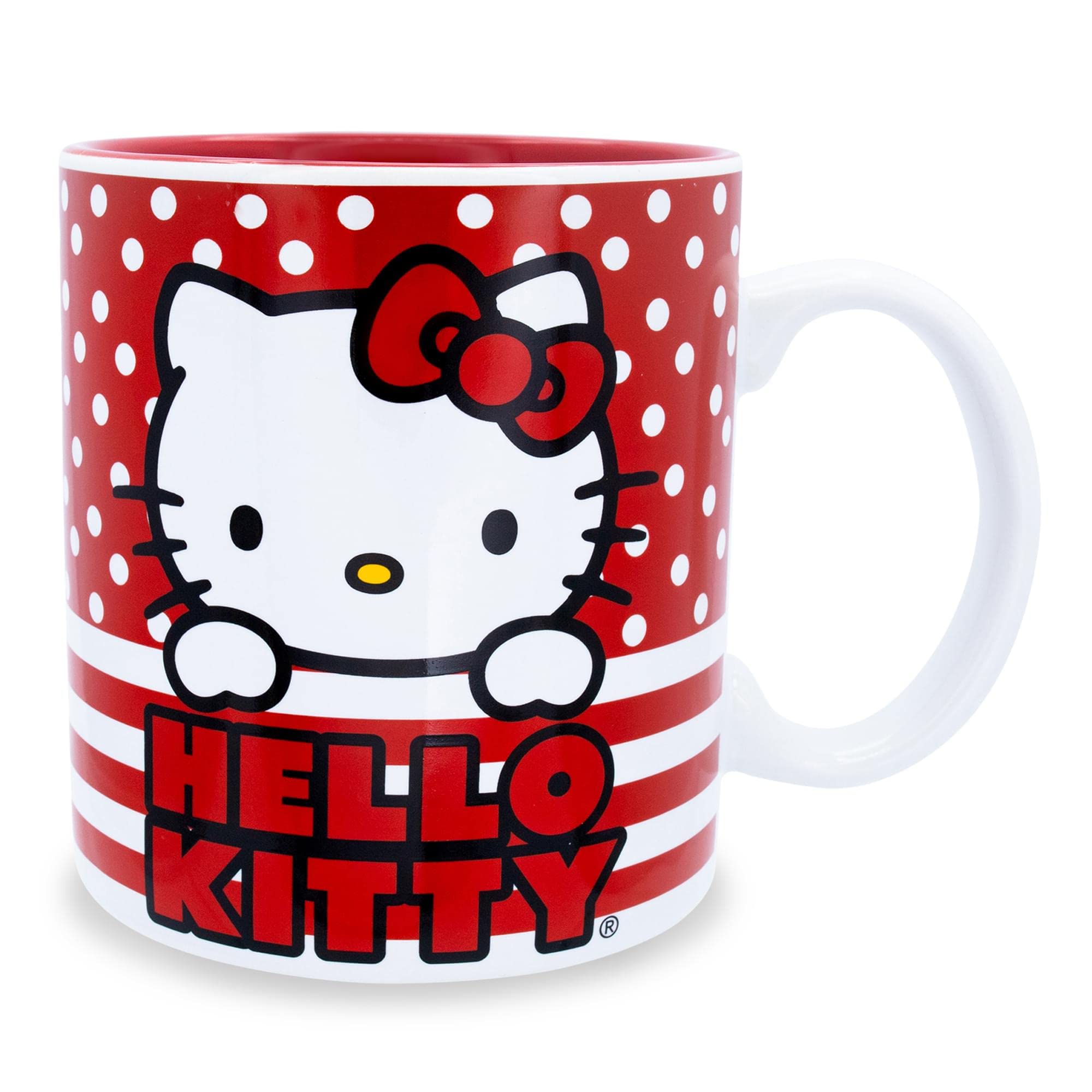 Foto 2 pulgar | Taza Plateada Buffalo Hello Kitty Con Lunares Y Rayas  590 Ml - Venta Internacional.