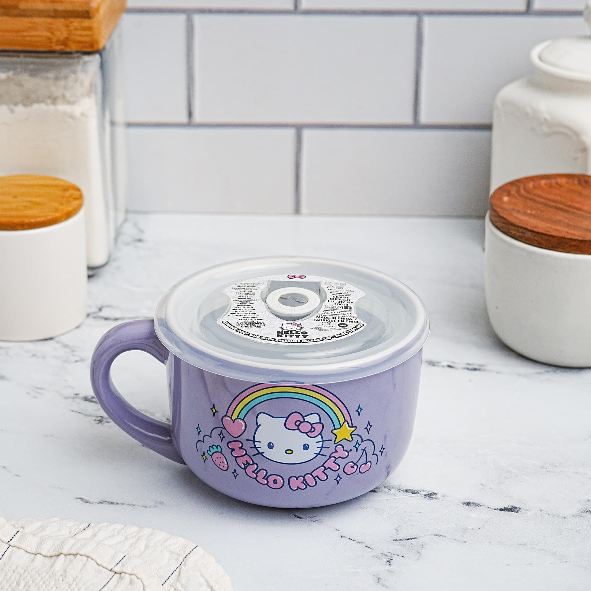 Foto 4 | Taza Para Sopa Silver Buffalo Sanrio Hello Kitty Rainbow - Venta Internacional.