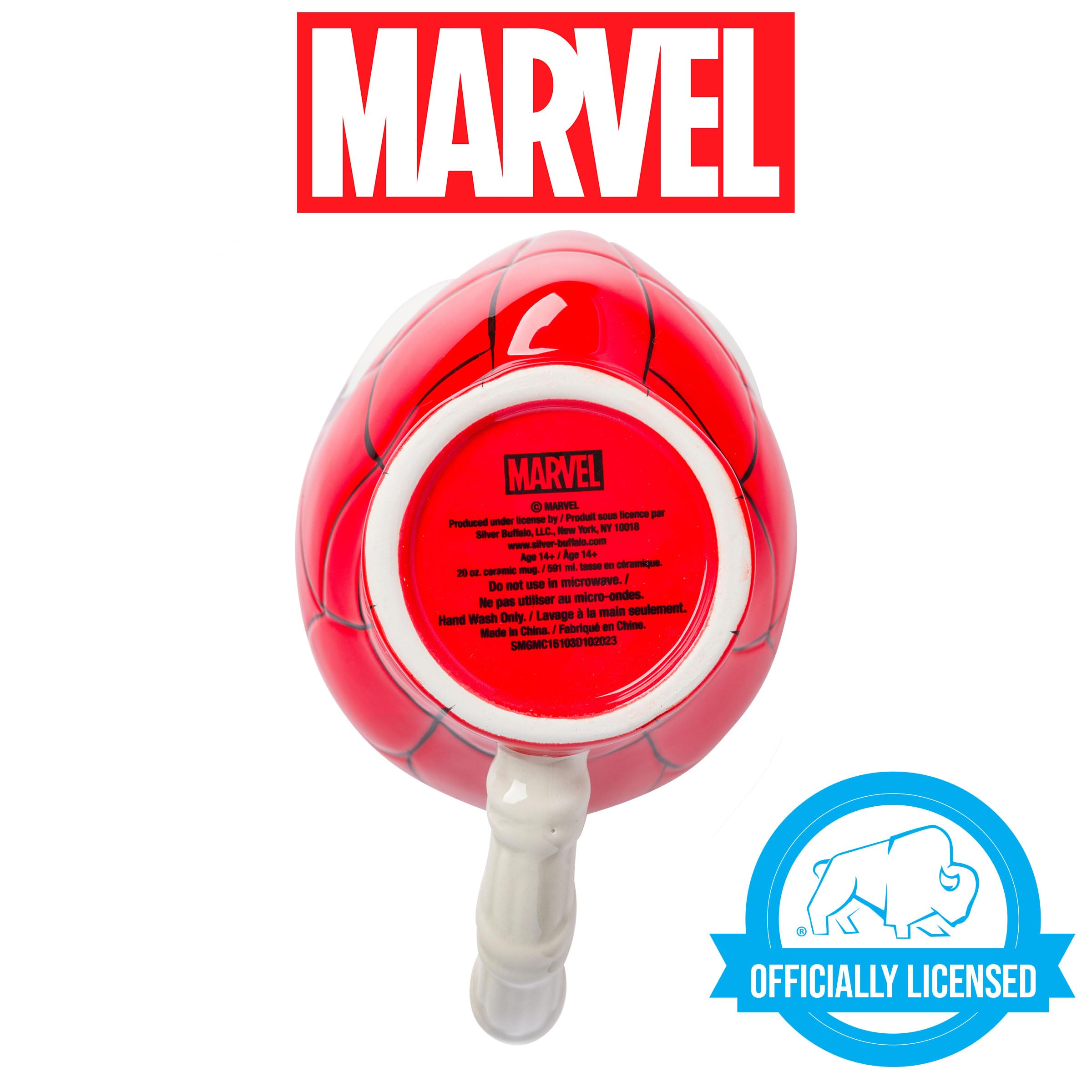 Foto 3 pulgar | Taza Plateada De Cerámica Con Forma De Cabeza Y Telaraña De Buffalo Spiderman - Venta Internacional.