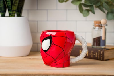 Foto 4 | Taza Plateada De Cerámica Con Forma De Cabeza Y Telaraña De Buffalo Spiderman - Venta Internacional.