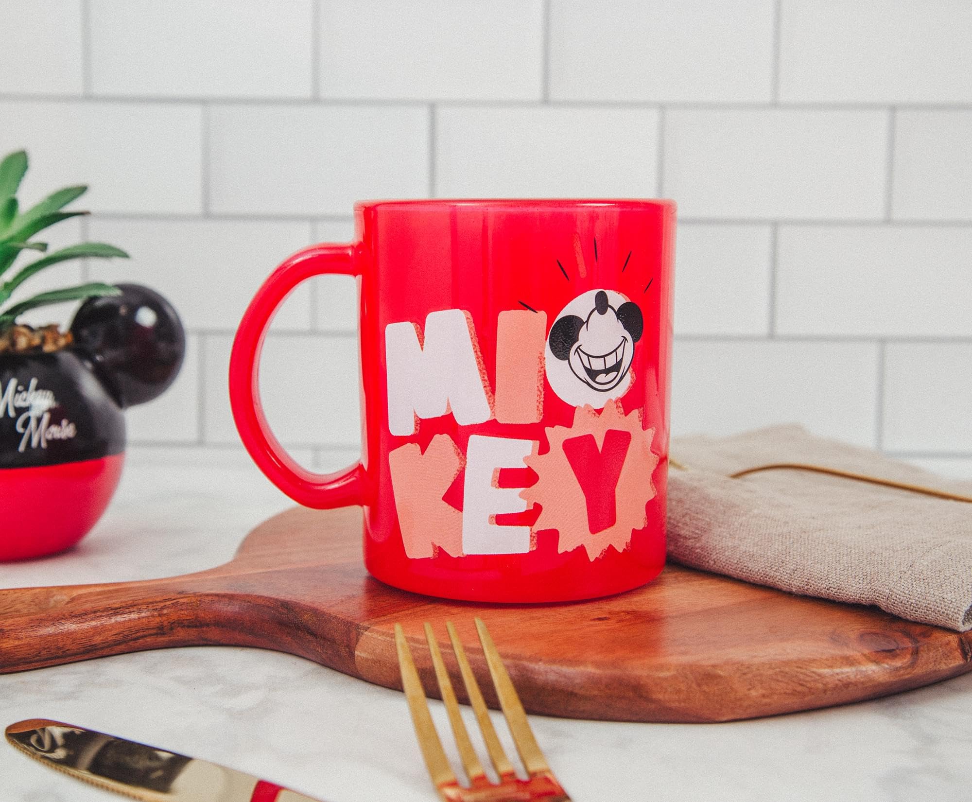 Foto 4 | Taza De Cristal Plateada Con Diseño De Mickey Mouse Buffalo Disney  530 Ml - Venta Internacional.