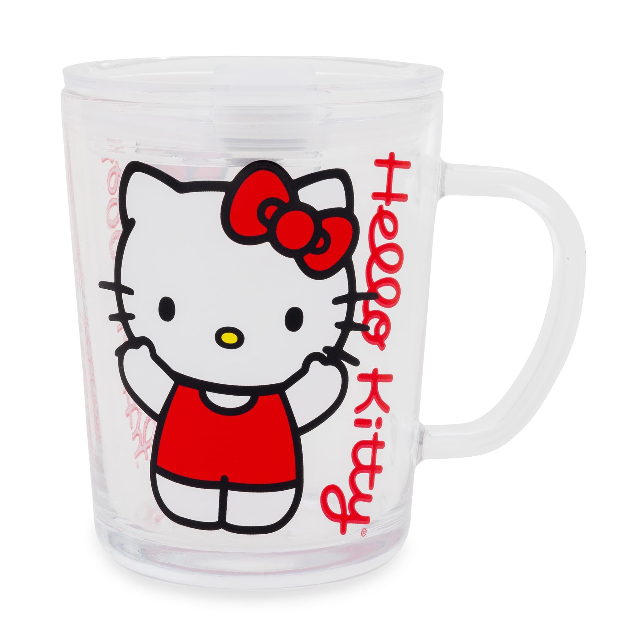 Foto 2 pulgar | Taza De Cristal Hello Kitty Sanrio Red Outfit Con Tapa  400 Ml - Venta Internacional.