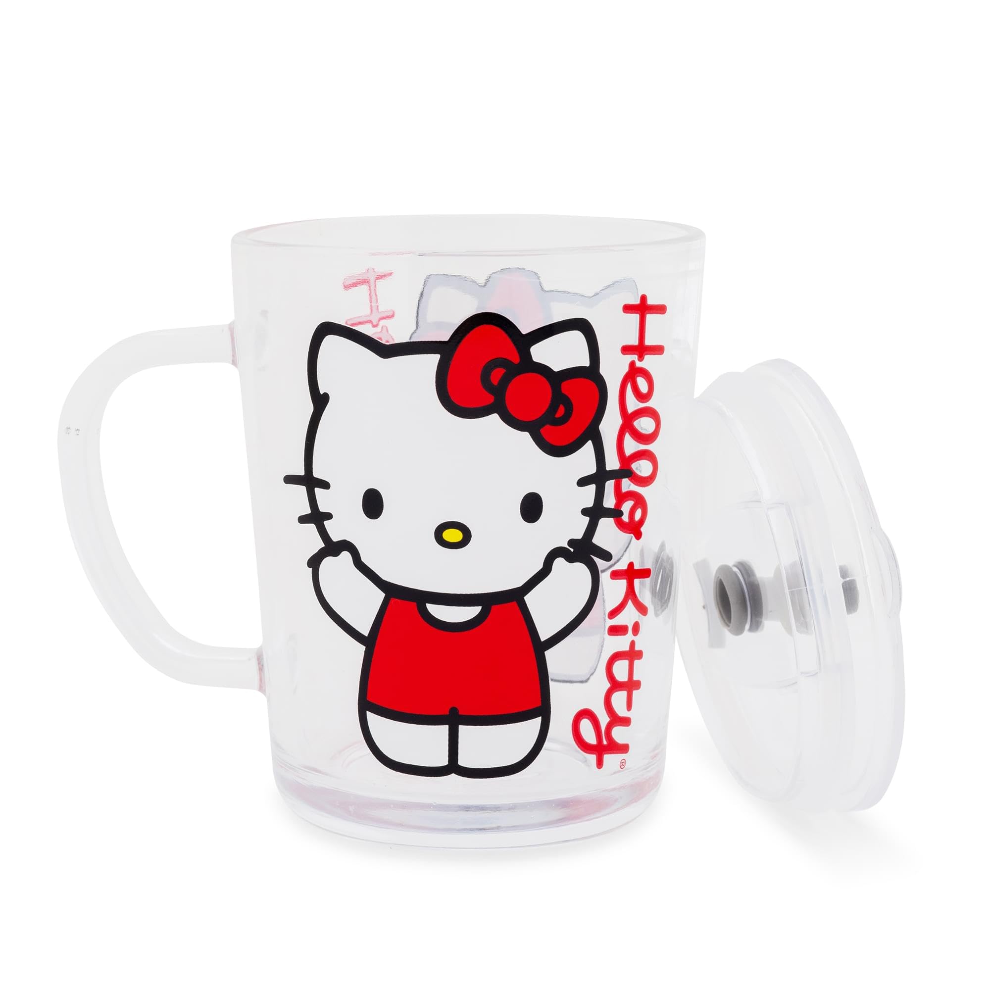 Foto 5 pulgar | Taza De Cristal Hello Kitty Sanrio Red Outfit Con Tapa  400 Ml - Venta Internacional.
