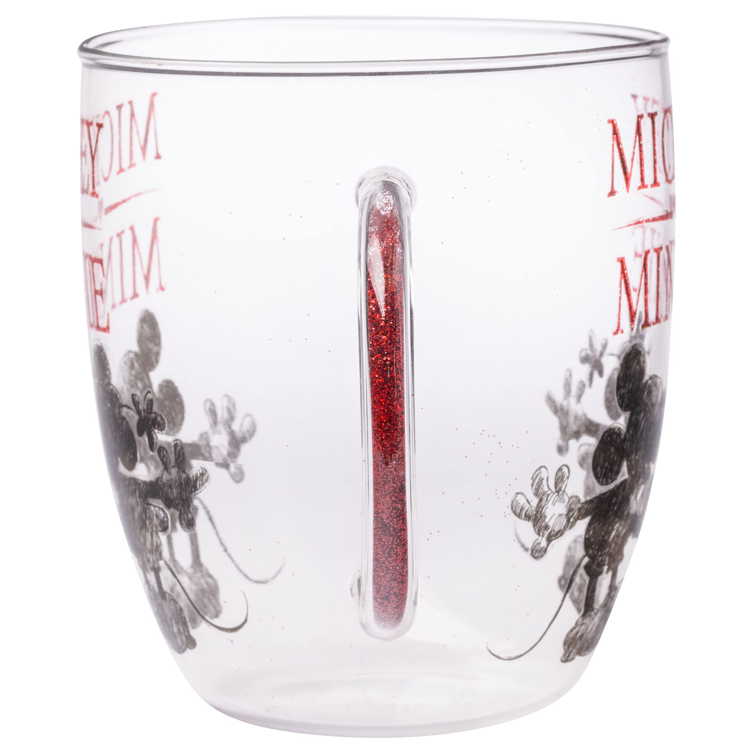 Foto 5 pulgar | Taza De Cristal Silver Buffalo Disney Mickey Minnie 414 Ml Con Purpurina - Venta Internacional.