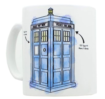 Foto 2 | Taza Doctor Who Con Acuarela Tardis Cerámica Color Blanco - Venta Internacional.