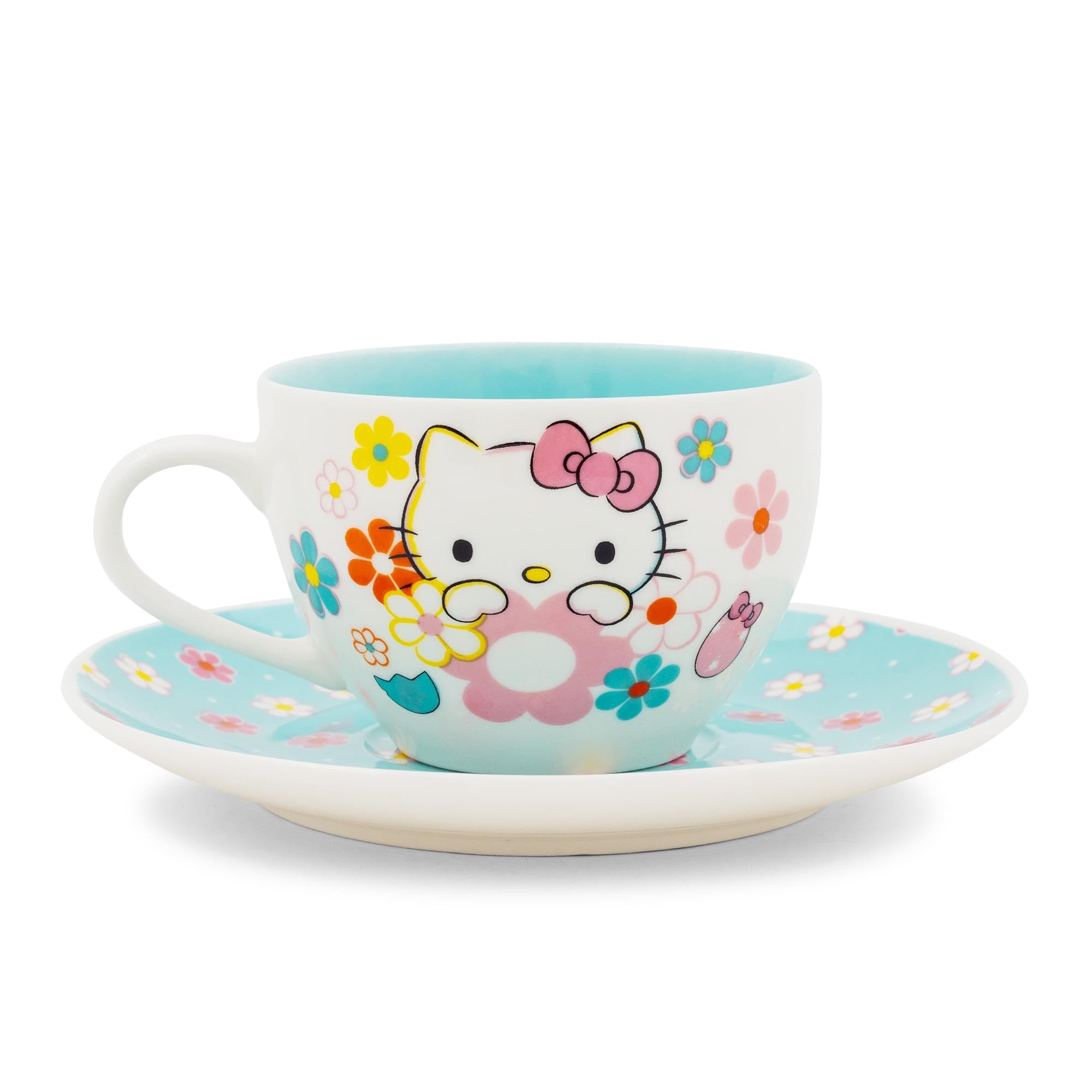 Foto 3 | Set De Taza De Té Y Platillo Hello Kitty Sanrio Floral Bone China - Venta Internacional.