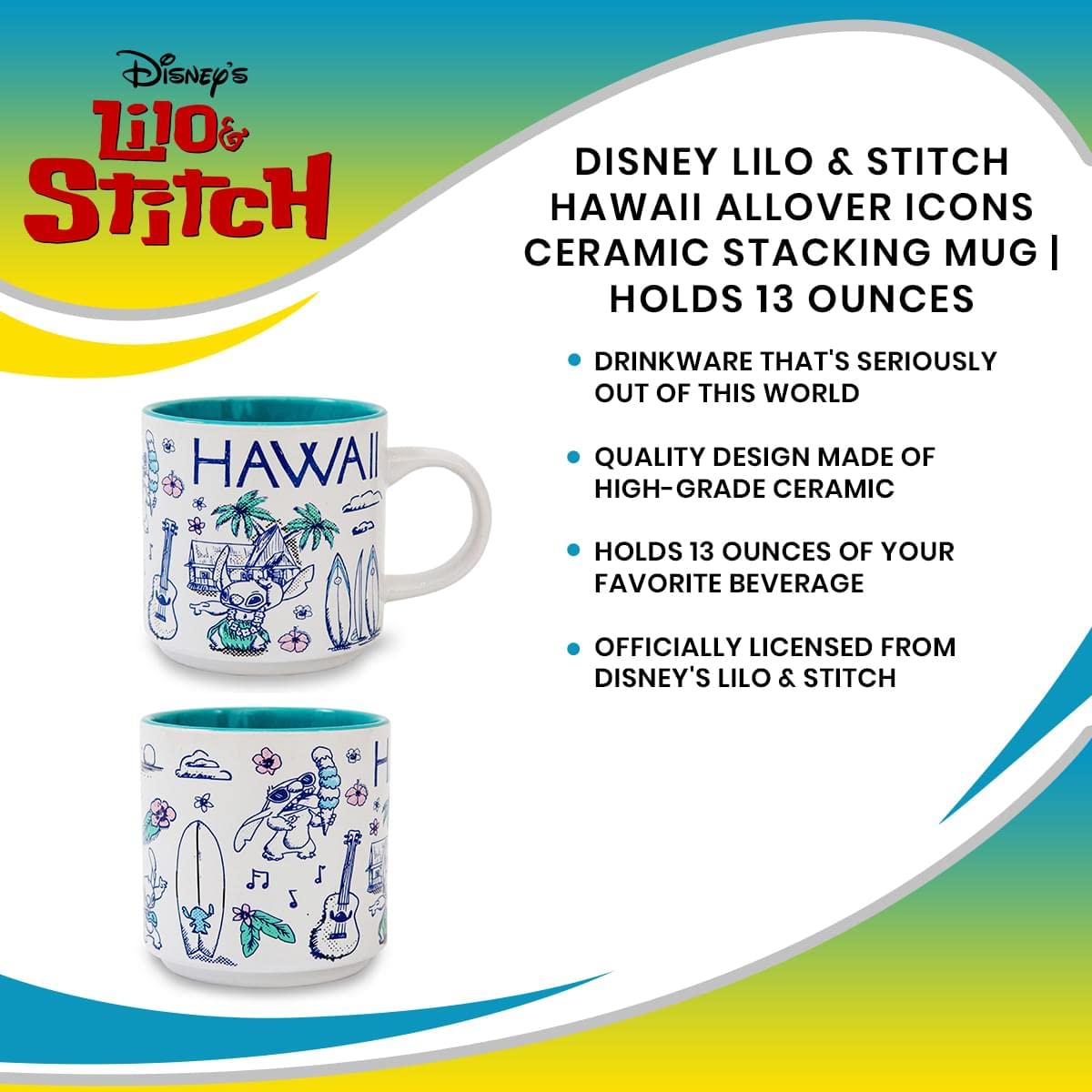 Foto 8 pulgar | Taza De Café Disney Lilo & Stitch Hawaii  Apilable  380 Ml - Venta Internacional.