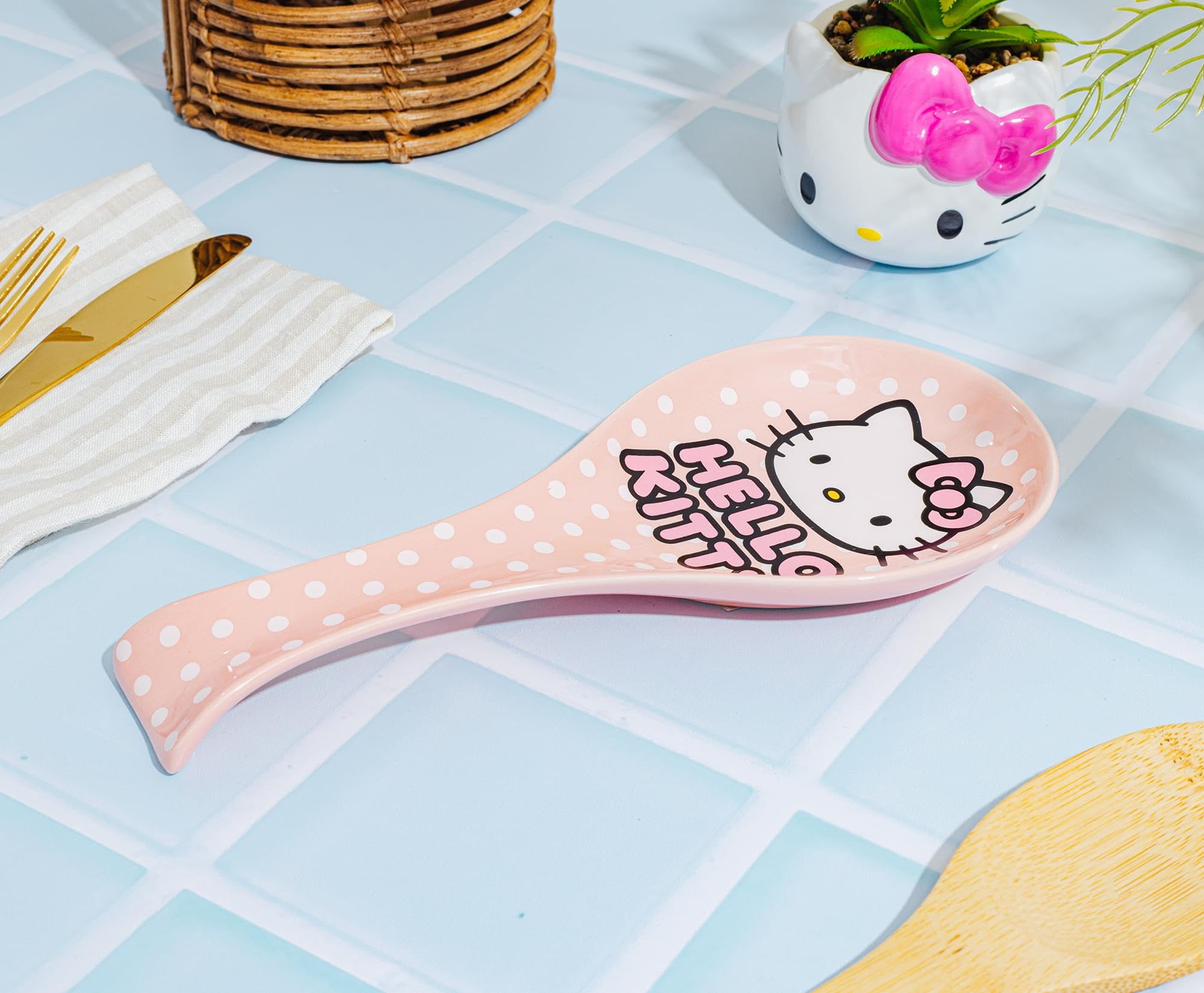 Foto 7 pulgar | Soporte Para Cucharas Sanrio Hello Kitty Con Lunares  Cerámica - Venta Internacional.