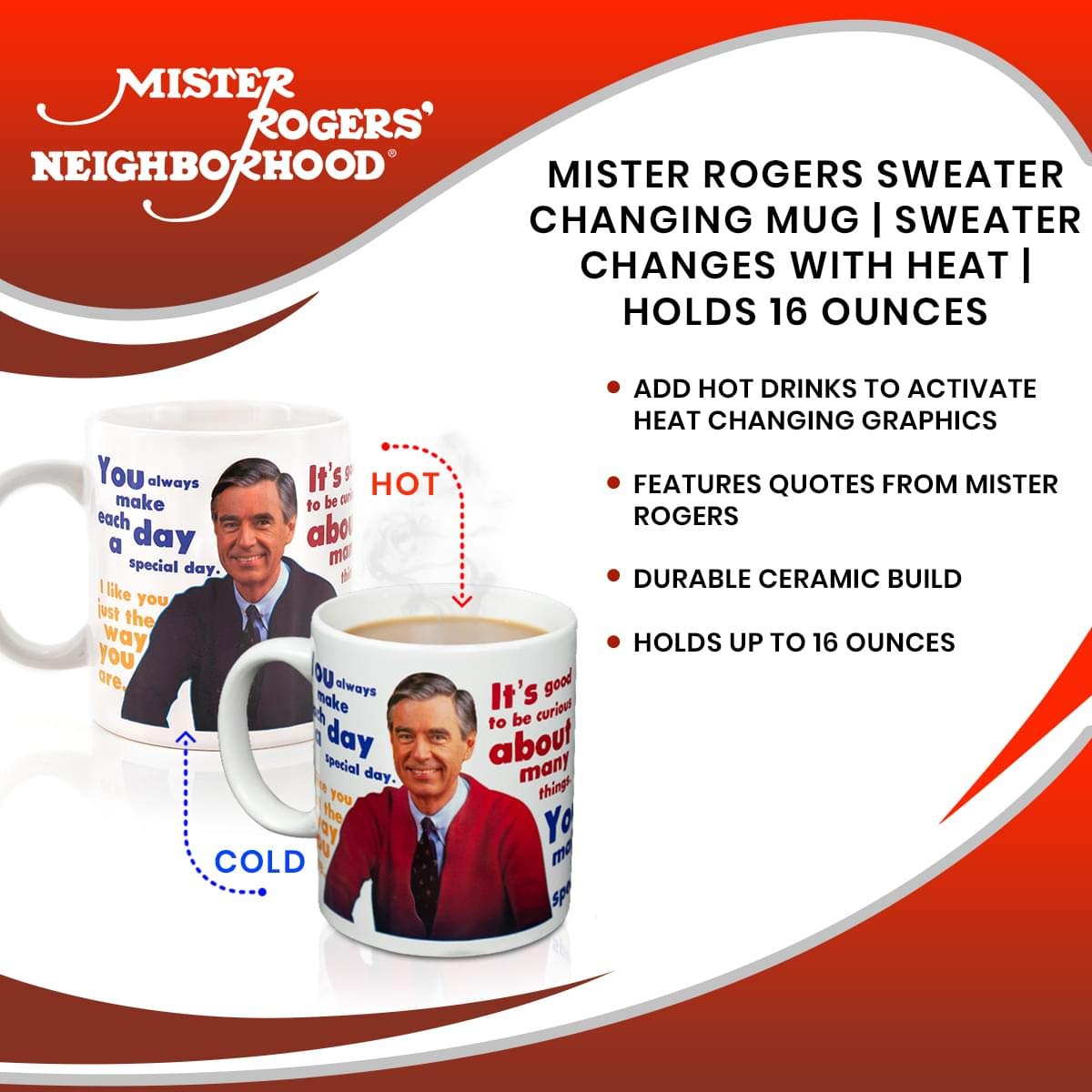 Foto 8 pulgar | Taza De Café Toynk Mister Rogers Sweater Changing 480 Ml - Venta Internacional.