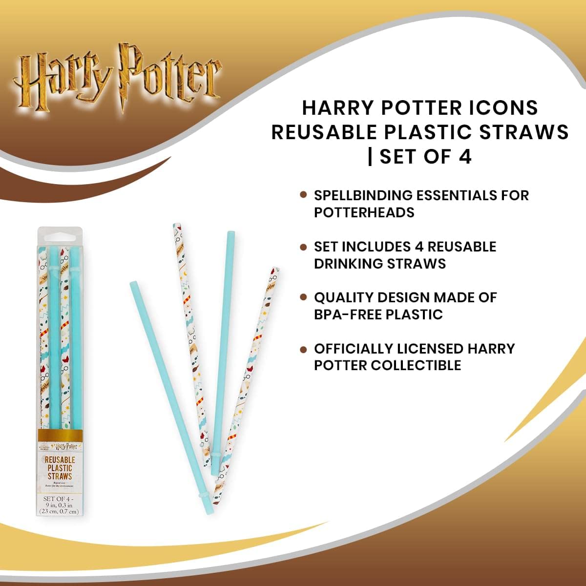 Foto 8 pulgar | Juego De Pajitas De Plástico Reutilizables Silver Buffalo Harry Potter - Venta Internacional.
