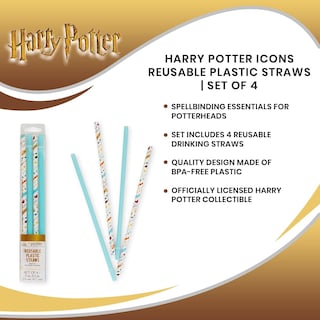 Foto 7 | Juego De Pajitas De Plástico Reutilizables Silver Buffalo Harry Potter - Venta Internacional.