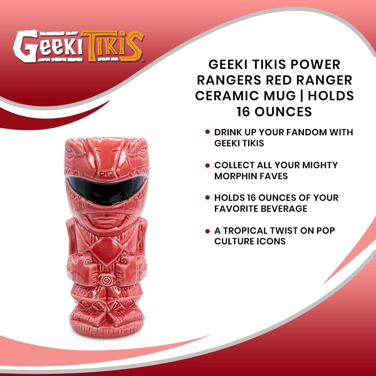 Foto 8 pulgar | Taza De Cerámica Power Rangers Geeki Tikis Red Ranger 480ml - Venta Internacional.